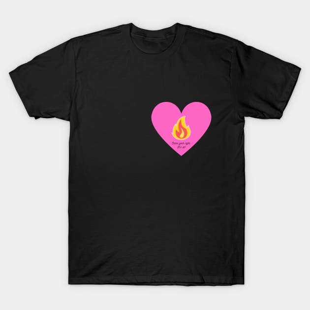 Fire Heart - Pink and Orange T-Shirt by Stitch's Puppy Games